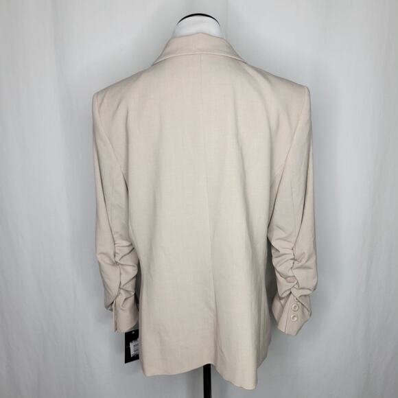 Tahari ASL Women's Ruched-Sleeve One-Button Blazer Sand NWT Size 14 - Picture 8 of 11